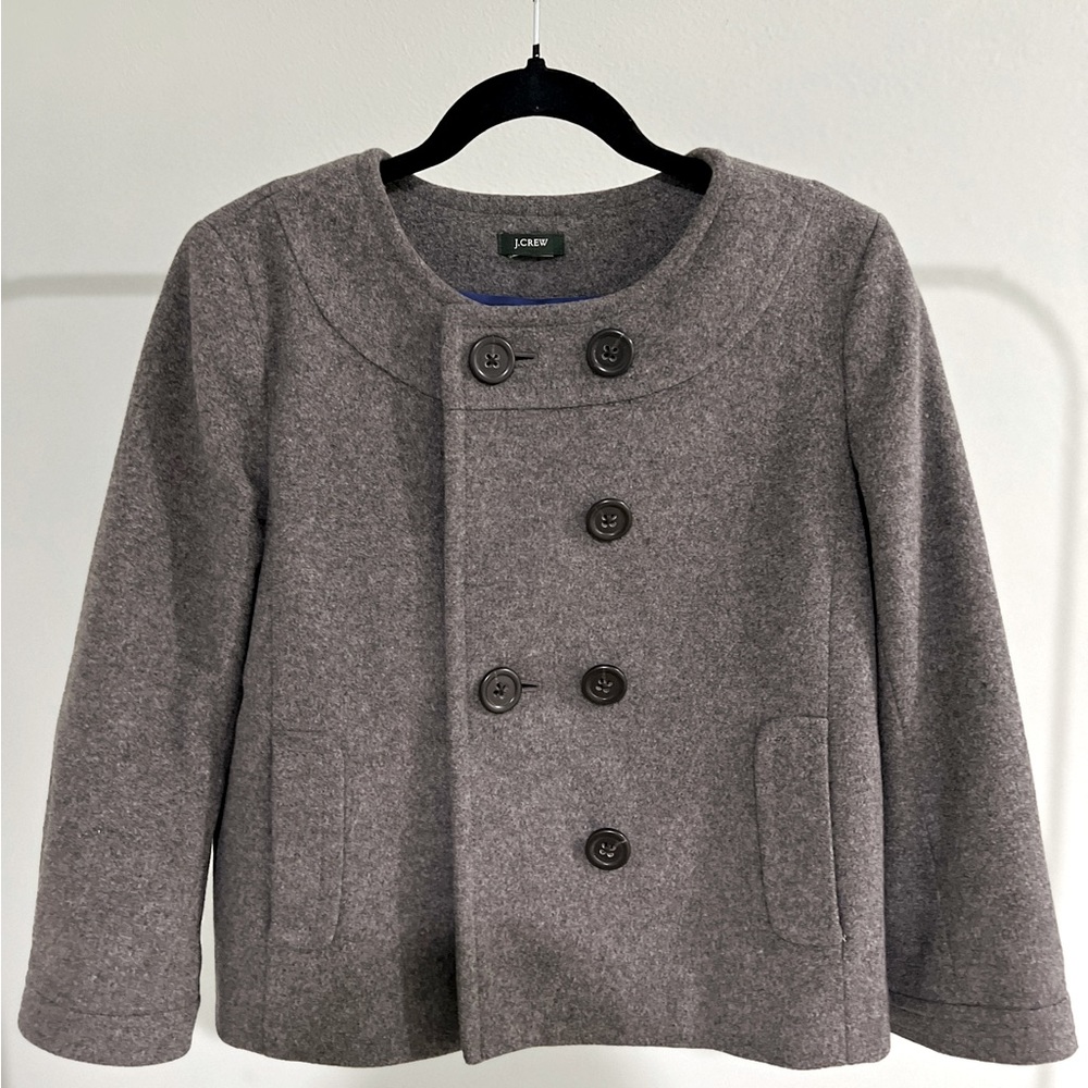 J Crew Cropped 3/4 Sleeve Charcoal Gray Coat
